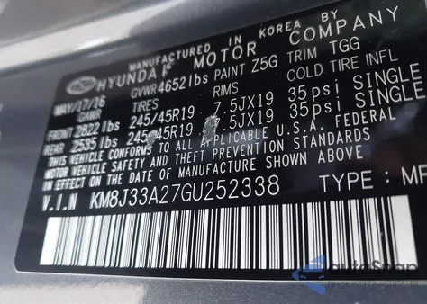 2016 Hyundai Tucson Sport from USA, damaged, VIN KM8J33A27GU252338